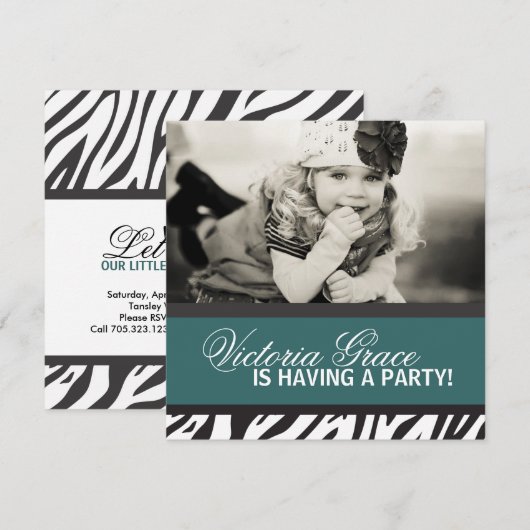 Zebra Print Party Einladung (Vorne/Hinten)