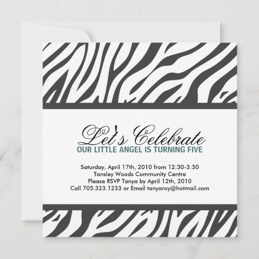 Zebra Print Party Einladung (Rückseite)