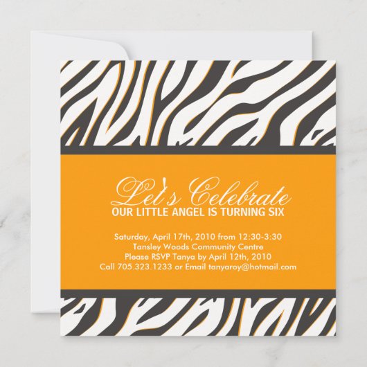 Zebra Print Party Einladung (Rückseite)