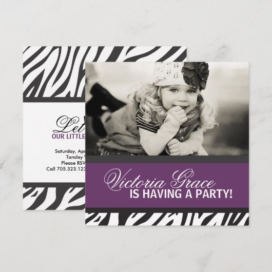 Zebra Print Party Einladung (Vorne/Hinten)