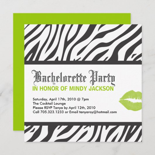 Zebra Print Party Einladung (Vorne/Hinten)