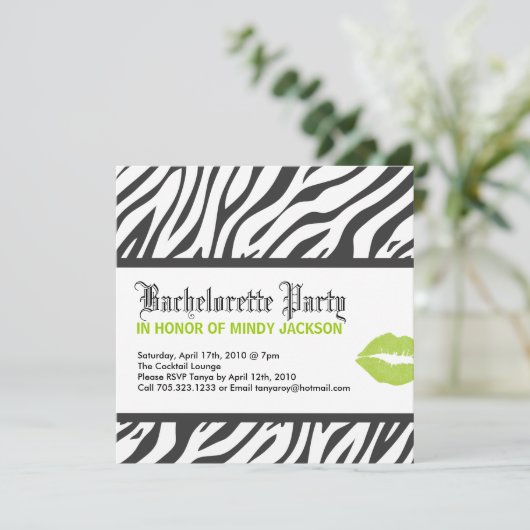 Zebra Print Party Einladung (Stehend Vorderseite)
