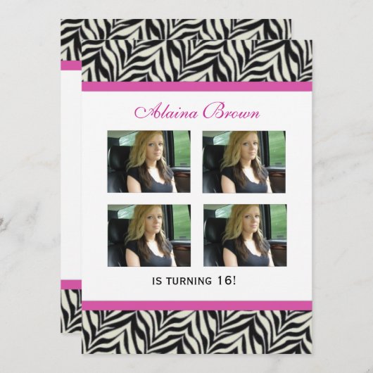 Zebra Print Party Einladung (Vorne/Hinten)
