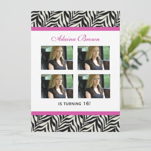 Zebra Print Party Einladung (Stehend Vorderseite)