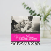 Zebra Print Party Einladung (Stehend Vorderseite)