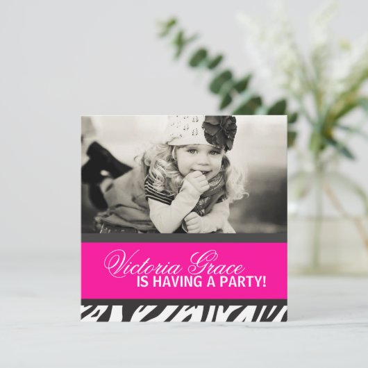 Zebra Print Party Einladung (Stehend Vorderseite)