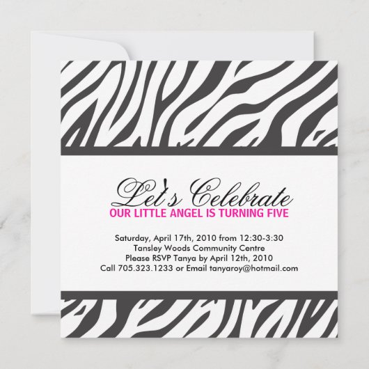 Zebra Print Party Einladung (Rückseite)