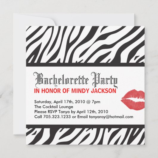 Zebra Print Party Einladung (Vorderseite)