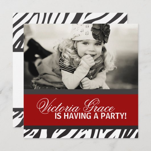 Zebra Print Party Einladung (Vorne/Hinten)