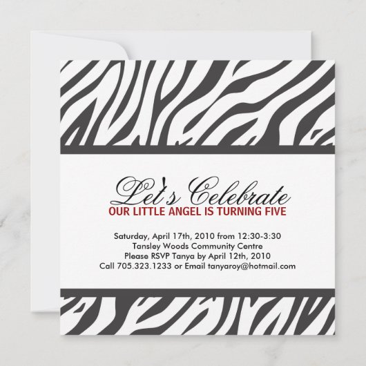 Zebra Print Party Einladung (Rückseite)