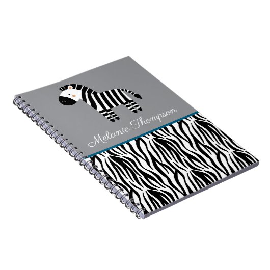 Zebra Print Pattern Individuelle Name Notizblock (Rechte Seite)