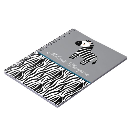 Zebra Print Pattern Individuelle Name Notizblock (Linke Seite)