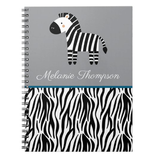 Zebra Print Pattern Individuelle Name Notizblock (Vorderseite)