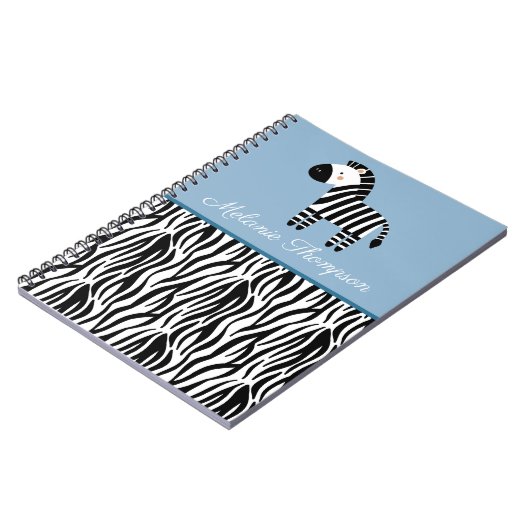 Zebra Print Pattern Individuelle Name Notizblock (Linke Seite)