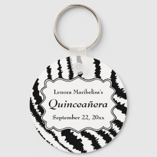 Zebra Print Pattern Quinceanera Schlüsselanhänger