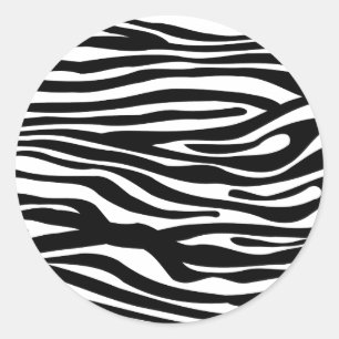 Zebra Print Pattern - Schwarz und Weiß Runder Aufkleber