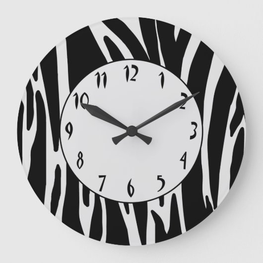 Zebra Print Pattern Wall Clock Große Wanduhr (Vorderseite)
