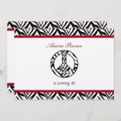 Zebra Print Peace Sign Geburtstagsparty Einladung (Vorne/Hinten)