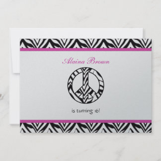 Zebra Print Peace Sign Geburtstagsparty Einladung