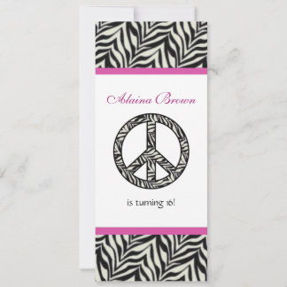 Zebra Print Peace Sign Geburtstagsparty Einladung