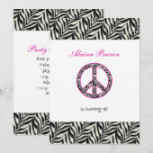 Zebra Print Peace Sign Geburtstagsparty Einladung (Vorne/Hinten)