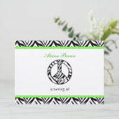 Zebra Print Peace Sign Geburtstagsparty Einladung (Stehend Vorderseite)