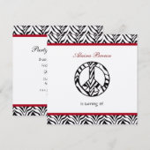 Zebra Print Peace Sign Geburtstagsparty Einladung (Vorne/Hinten)