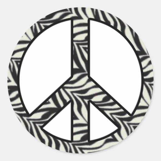 Zebra Print Peace Sign Sticker (Vorderseite)
