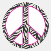 Zebra Print Peace Sign Sticker (Vorderseite)