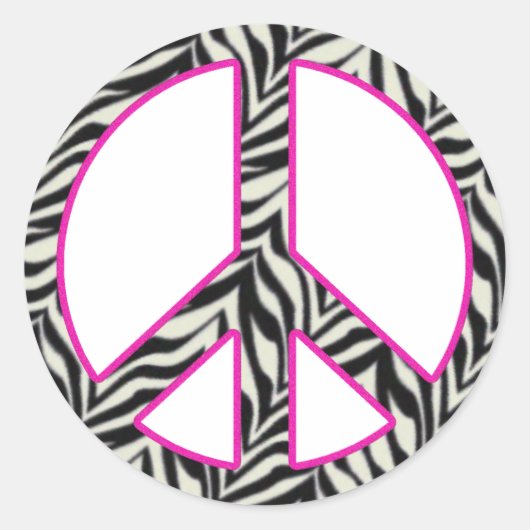 Zebra Print Peace Sign Sticker (Vorderseite)