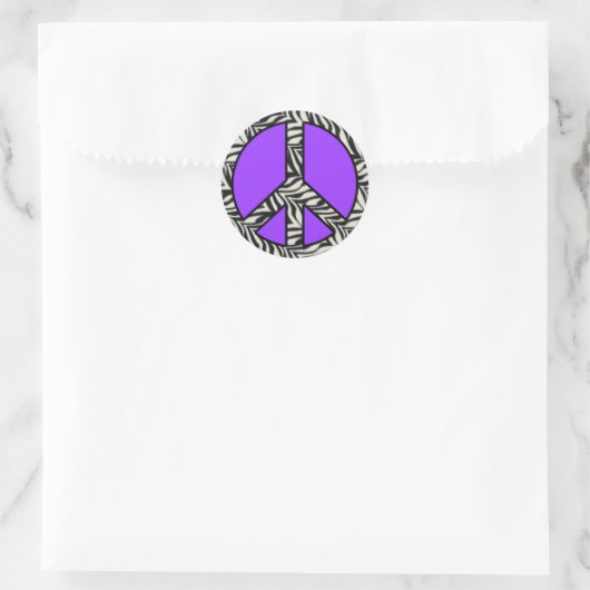 Zebra Print Peace Sign Sticker (Tasche)