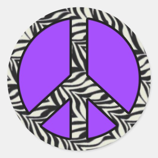 Zebra Print Peace Sign Sticker (Vorderseite)