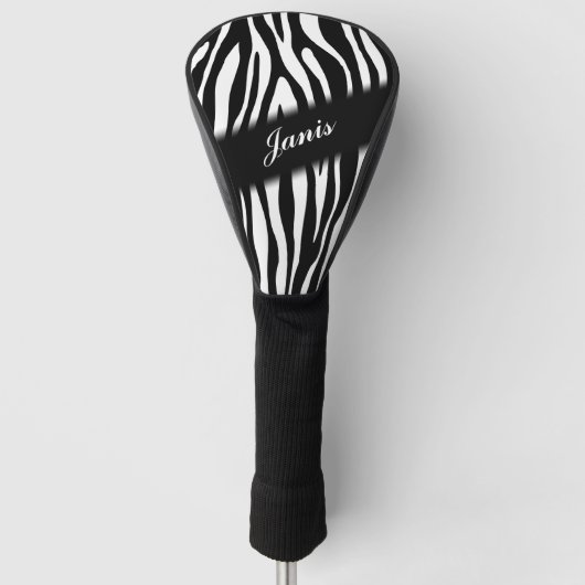 Zebra Print Personalisiert Golf Headcover (Vorderseite)