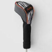 Zebra Print Personalisiert in Orange Golf Headcover (angewinkelt)