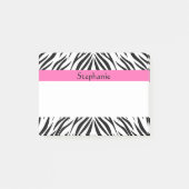Zebra Print, personalisiert, weiß, Hot Pink Post-it Klebezettel (Vorderseite)