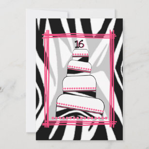 Zebra Print & Pink 16. Geburtstagsparty Einladung