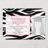 Zebra Print & Pink Abschluss Foto Ankündigung (Vorne/Hinten)