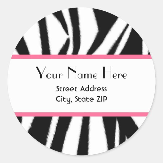 Zebra Print & Pink Address Sticker (Vorderseite)