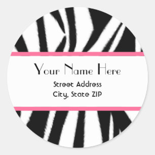 Zebra Print & Pink Address Sticker