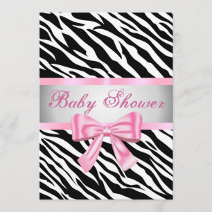 Zebra Print Pink Bow Babydusche Einladung