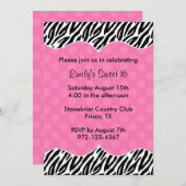 Zebra Print Pink Dot Einladungen Ankündigungen (Vorne/Hinten)