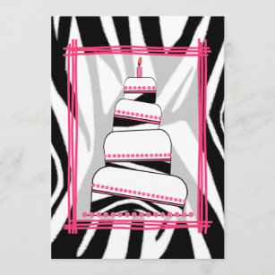 Zebra Print & Pink Geburtstagsparty Einladung
