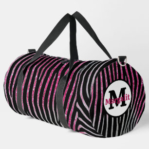Zebra Print Pink Glitzern Monogram Large Duffle Bag