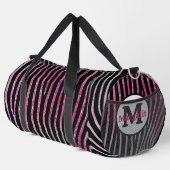 Zebra Print Pink Glitzern Monogram Large Duffle Bag (Rechte Ecke)