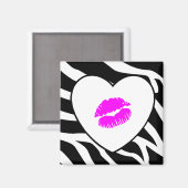 Zebra Print Pink Kiss Magnet (Vorderseite/Rückseite)