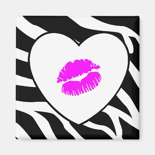 Zebra Print Pink Kiss Magnet (Vorne)