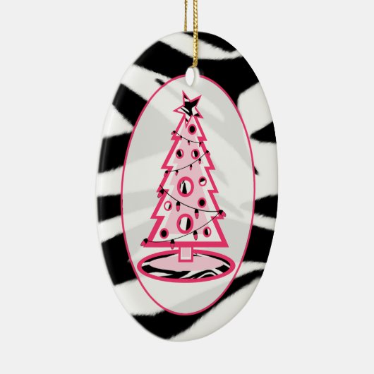 Zebra Print & Pink Weihnachtsbaum Ornament (Rechts)