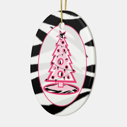 Zebra Print & Pink Weihnachtsbaum Ornament (Links)