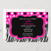 Zebra Print Polka dots BIrthday Einladungen (Vorne/Hinten)