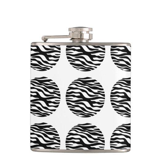Zebra Print Polka Dots Flask Flachmann (Vorderseite)